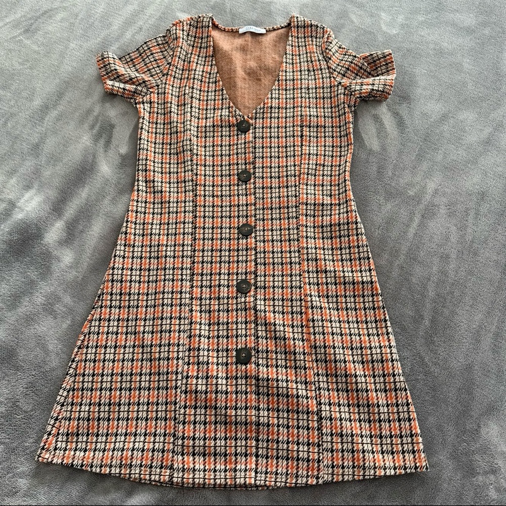 Zara Plaid Mini Dress in Brown and Black